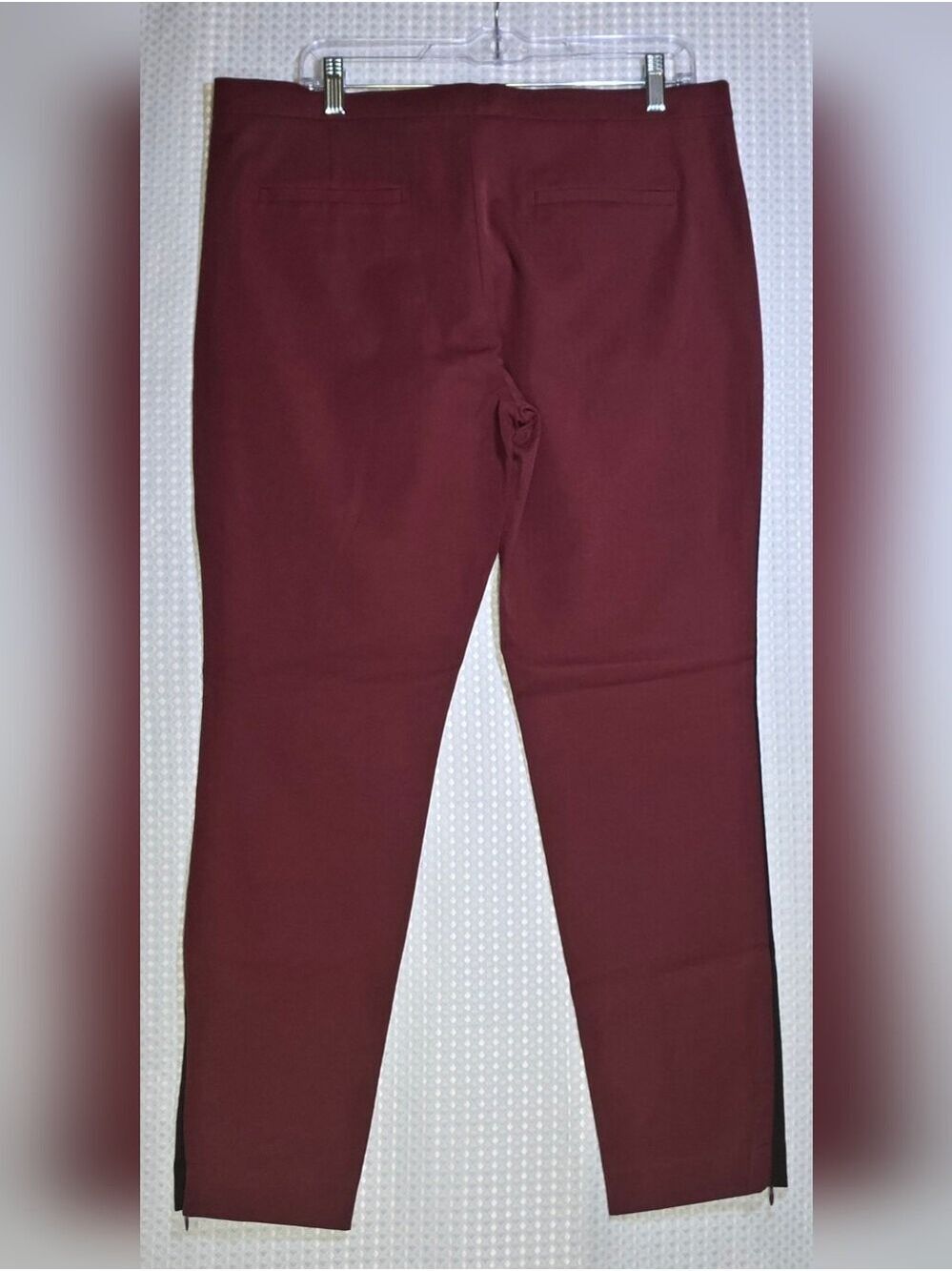 Banana Republic Burgundy Ankle Pants with Black Side Stripe - Picture 4 of 12